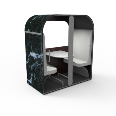 Cabb-in Double Special met blauw natuursteen look exterieur en wit interieur